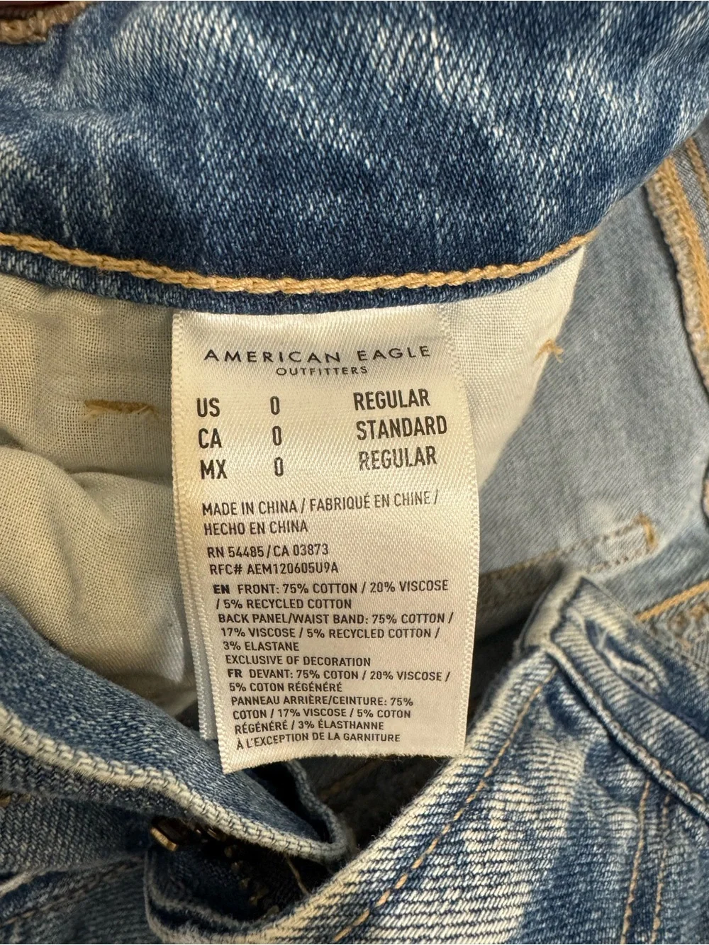 American Eagle Outfitters Light Blue Distressed Straight Leg Jeans